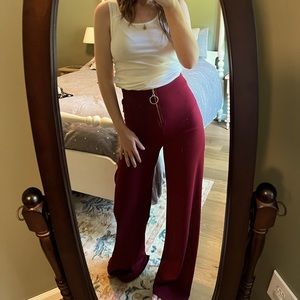 Retro vibe maroon wide leg pants